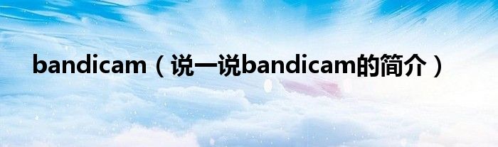 bandicam（说一说bandicam的简介）