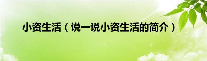 小资生活（说一说小资生活的简介）