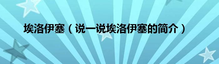 埃洛伊塞（说一说埃洛伊塞的简介）