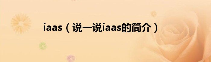 iaas（说一说iaas的简介）