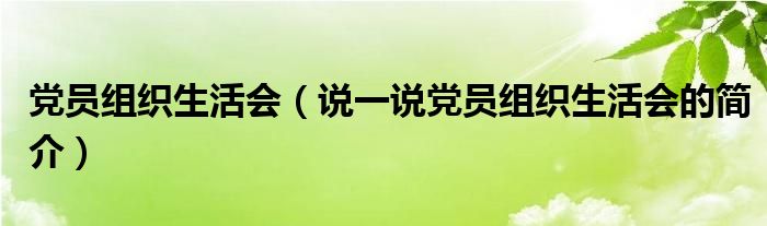 党员组织生活会（说一说党员组织生活会的简介）