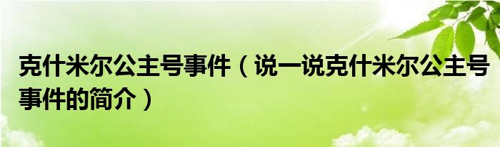 克什米尔公主号事件（说一说克什米尔公主号事件的简介）