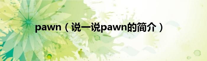 pawn（说一说pawn的简介）