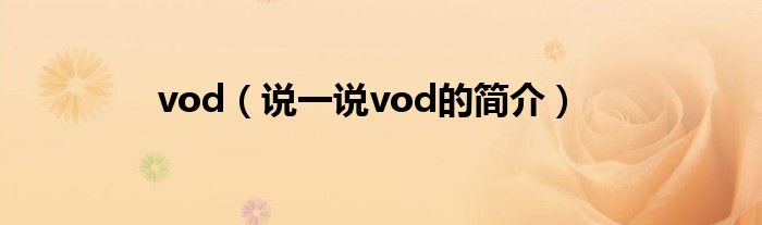 vod（说一说vod的简介）