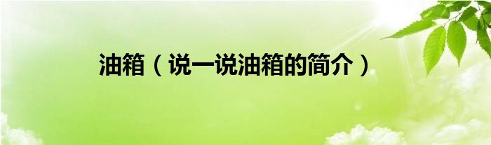 油箱（说一说油箱的简介）