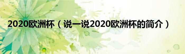 2020欧洲杯（说一说2020欧洲杯的简介）