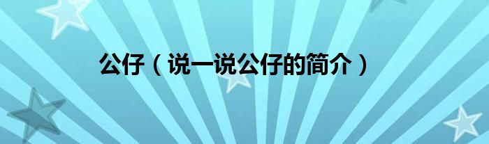 公仔（说一说公仔的简介）