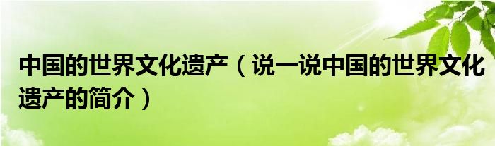 中国的世界文化遗产（说一说中国的世界文化遗产的简介）