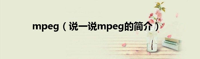 mpeg（说一说mpeg的简介）