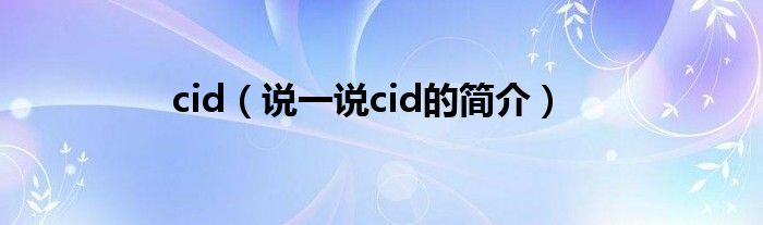 cid（说一说cid的简介）