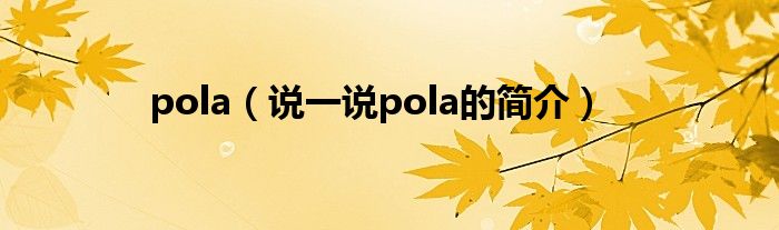 pola（说一说pola的简介）