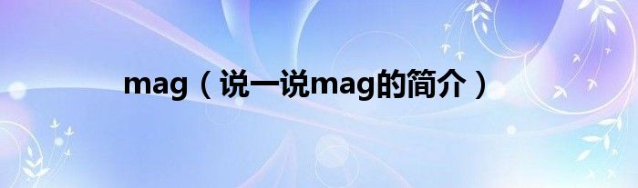 mag（说一说mag的简介）