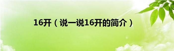 16开（说一说16开的简介）