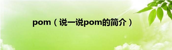 pom（说一说pom的简介）