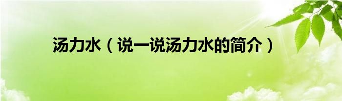 汤力水（说一说汤力水的简介）