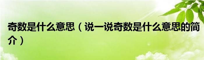 奇数是什么意思（说一说奇数是什么意思的简介）