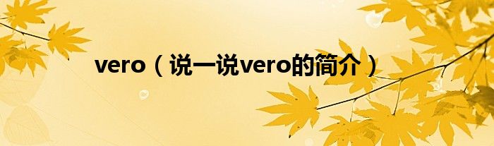 vero（说一说vero的简介）