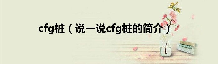 cfg桩（说一说cfg桩的简介）