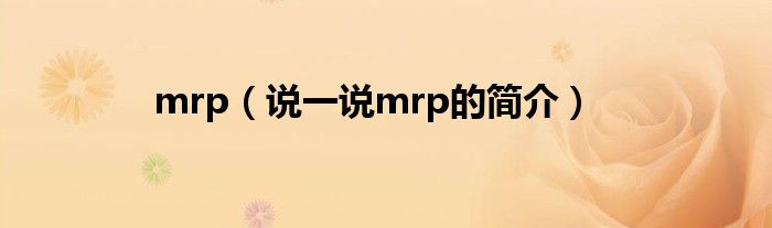 mrp（说一说mrp的简介）