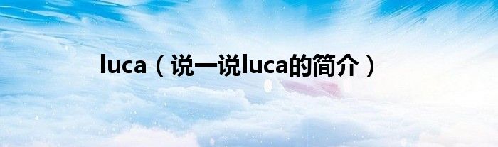 luca（说一说luca的简介）