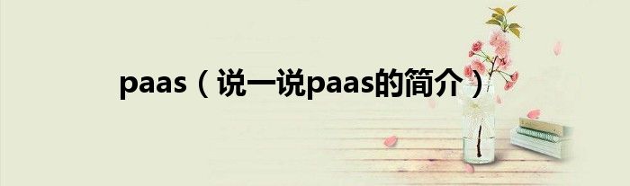 paas（说一说paas的简介）