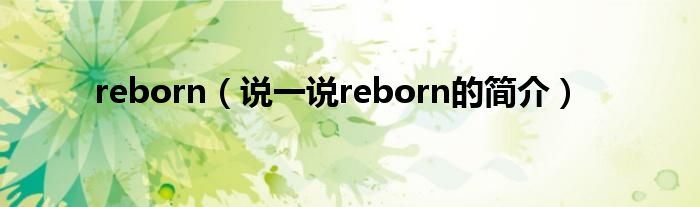 reborn（说一说reborn的简介）