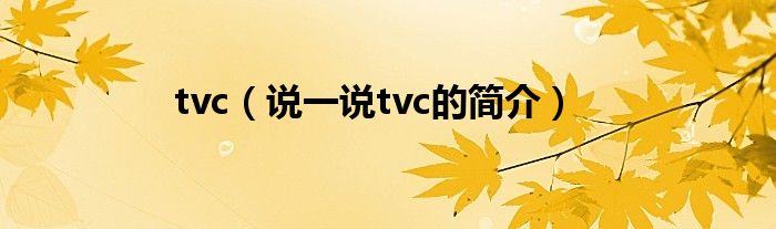 tvc（说一说tvc的简介）