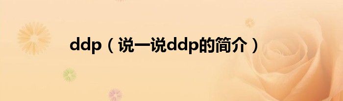 ddp（说一说ddp的简介）