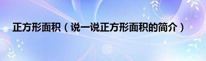 正方形面积（说一说正方形面积的简介）