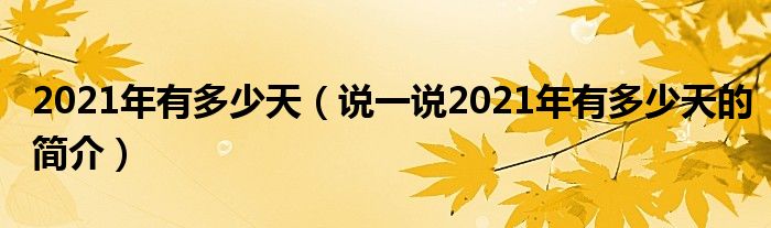 2021年有多少天（说一说2021年有多少天的简介）