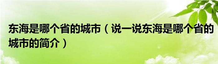 东海是哪个省的城市（说一说东海是哪个省的城市的简介）