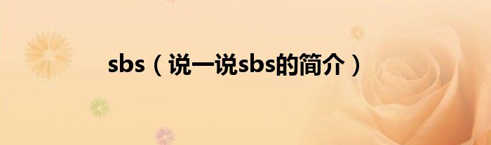 sbs（说一说sbs的简介）