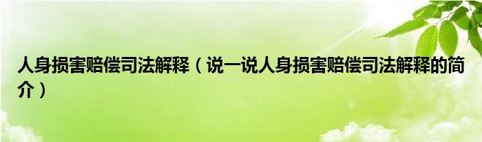 人身损害赔偿司法解释（说一说人身损害赔偿司法解释的简介）