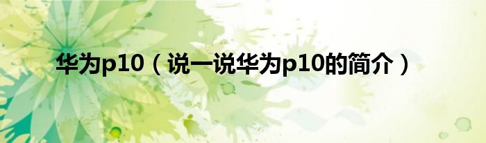 华为p10（说一说华为p10的简介）