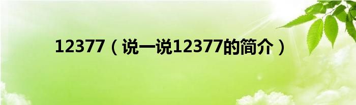 12377（说一说12377的简介）