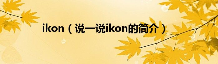 ikon（说一说ikon的简介）