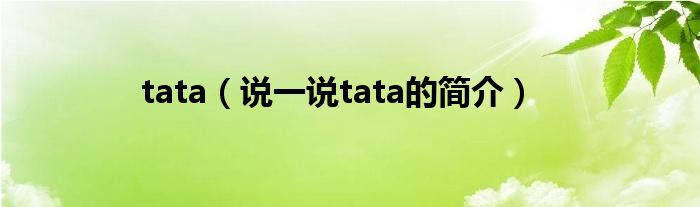 tata（说一说tata的简介）