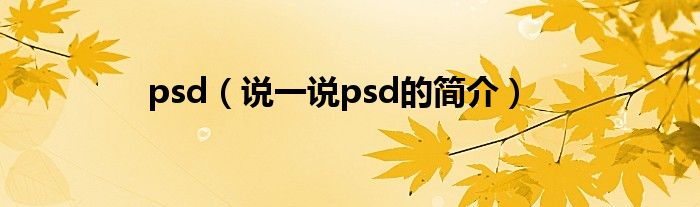 psd（说一说psd的简介）