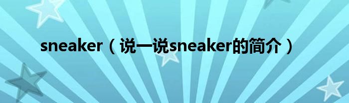 sneaker（说一说sneaker的简介）