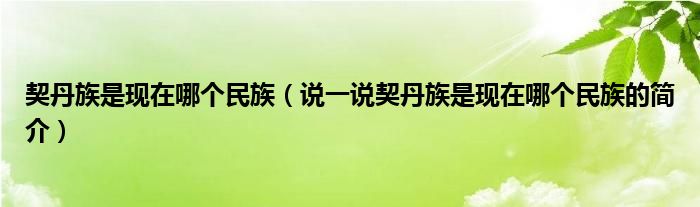 契丹族是现在哪个民族（说一说契丹族是现在哪个民族的简介）