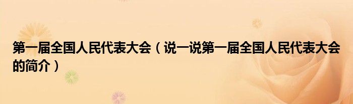 第一届全国人民代表大会（说一说第一届全国人民代表大会的简介）