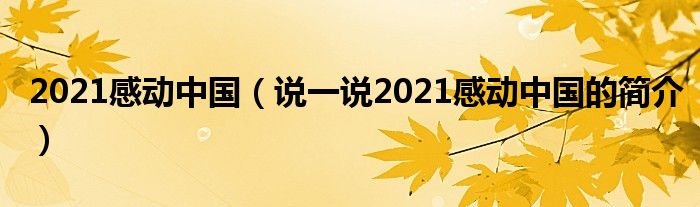 2021感动中国（说一说2021感动中国的简介）