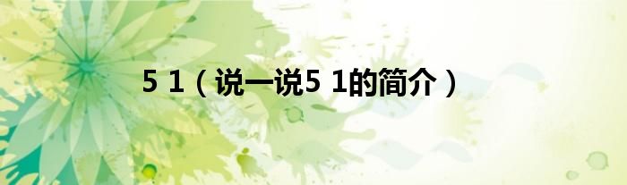 5 1（说一说5 1的简介）