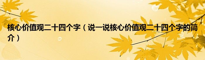 核心价值观二十四个字（说一说核心价值观二十四个字的简介）