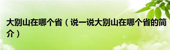 大别山在哪个省（说一说大别山在哪个省的简介）