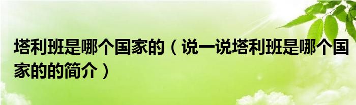 塔利班是哪个国家的（说一说塔利班是哪个国家的的简介）