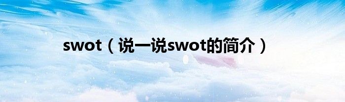 swot（说一说swot的简介）