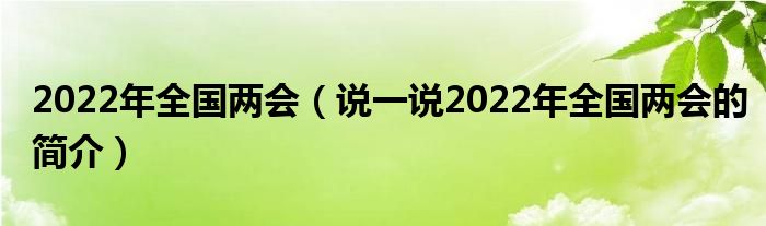 2022年全国两会（说一说2022年全国两会的简介）