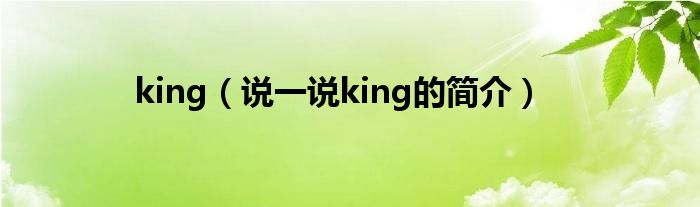 king（说一说king的简介）