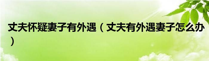 丈夫怀疑妻子有外遇（丈夫有外遇妻子怎么办）